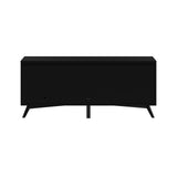 Alpine Furniture Flynn Large TV Console, Black 966BLK-10 Black Mahogany Solids & Okoume Veneer 64 x 19 x 27