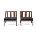 Caswell Outdoor Acacia Wood Club Chair - Set of 2