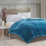 Madison Park Coleman Casual 100% Polyester Reversible Plush to Microfiber DA Blanket Teal King:108x90" MP51-7654