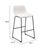 Zuo Modern Smart 100% Polyurethane, Plywood, Steel Transitional Commercial Grade Barstool Set - Set of 2 Distressed White, Black 100% Polyurethane, Plywood, Steel