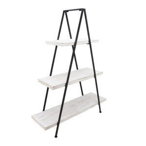 Sagebrook Home Contemporary Metal/wood 54" Pyramid Shelf, White/black Kd 15030-01 White Iron