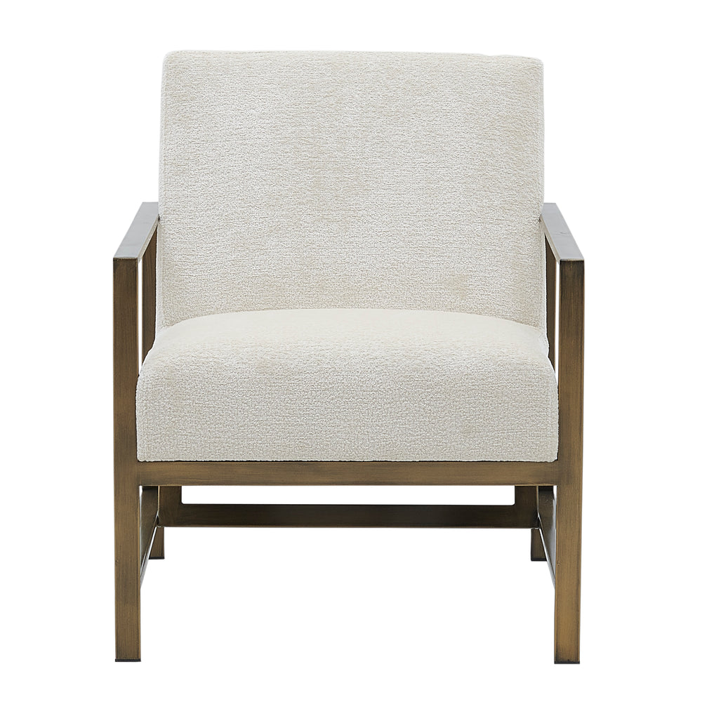 New Pacific Direct Francis Fabric Accent Arm Chair Opus Cream with Brushed Gold Leg Finish 3900075-567-NPD