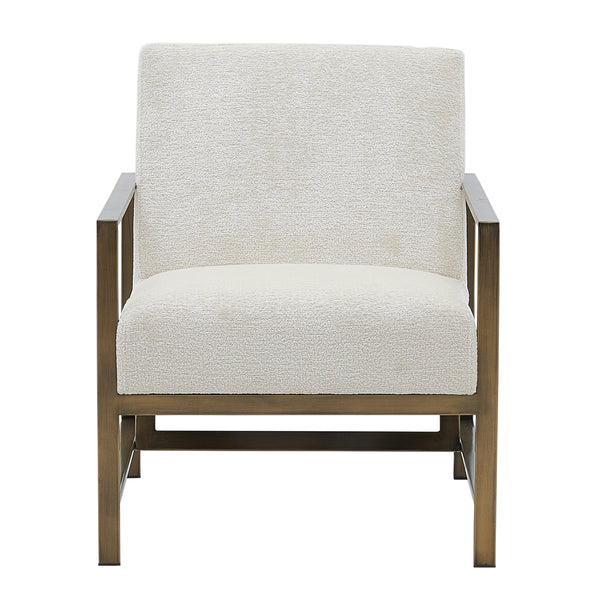 New Pacific Direct Francis Fabric Accent Arm Chair Opus Cream with Brushed Gold Leg Finish 3900075-567-NPD