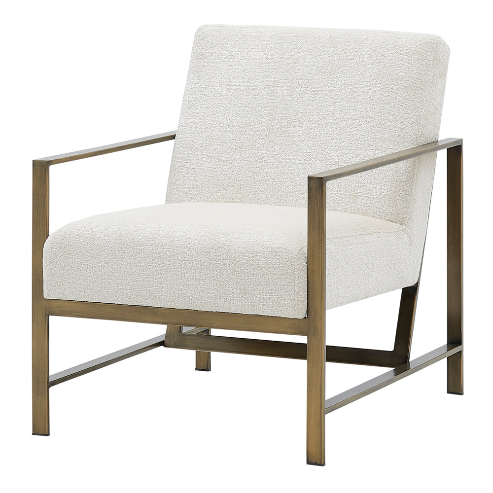 New Pacific Direct Francis Fabric Accent Arm Chair Opus Cream with Brushed Gold Leg Finish 3900075-567-NPD