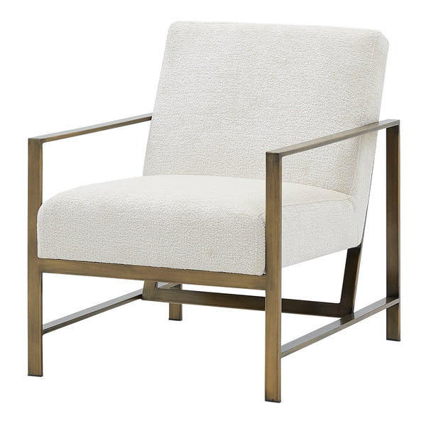 New Pacific Direct Francis Fabric Accent Arm Chair Opus Cream with Brushed Gold Leg Finish 3900075-567-NPD