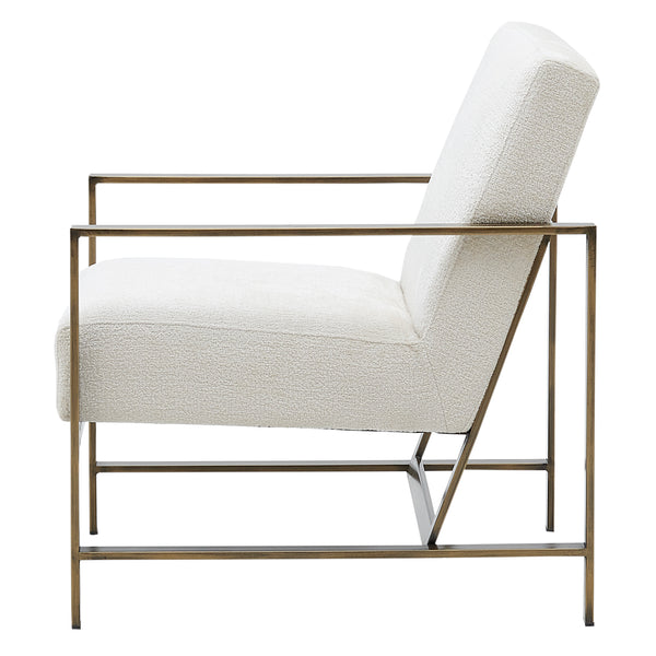 New Pacific Direct Francis Fabric Accent Arm Chair Opus Cream with Brushed Gold Leg Finish 3900075-567-NPD