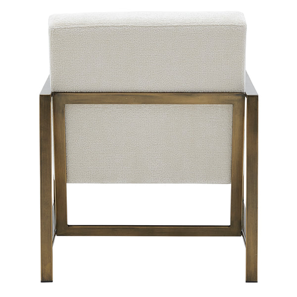 New Pacific Direct Francis Fabric Accent Arm Chair Opus Cream with Brushed Gold Leg Finish 3900075-567-NPD