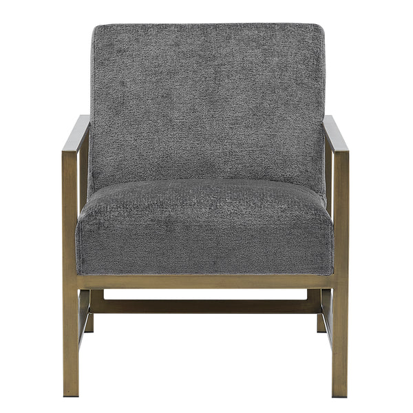 New Pacific Direct Francis Fabric Accent Arm Chair Opus Gray with Brushed Gold Leg Finish 3900075-568-NPD