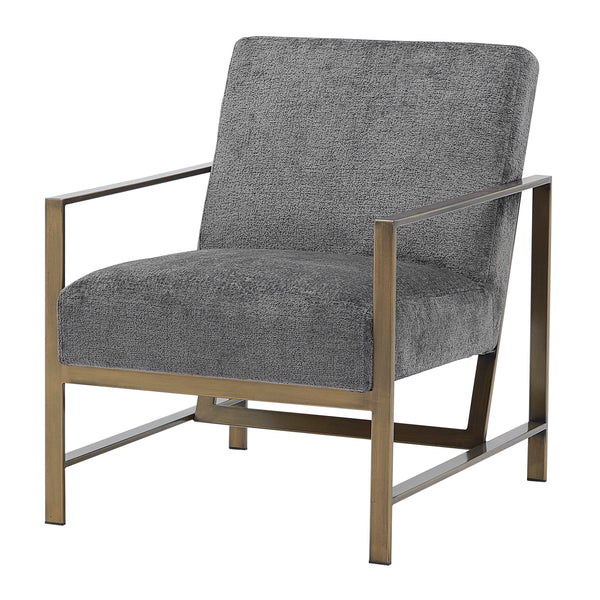 New Pacific Direct Francis Fabric Accent Arm Chair Opus Gray with Brushed Gold Leg Finish 3900075-568-NPD