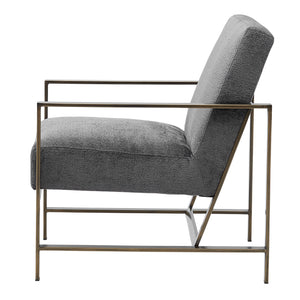 New Pacific Direct Francis Fabric Accent Arm Chair Opus Gray with Brushed Gold Leg Finish 3900075-568-NPD