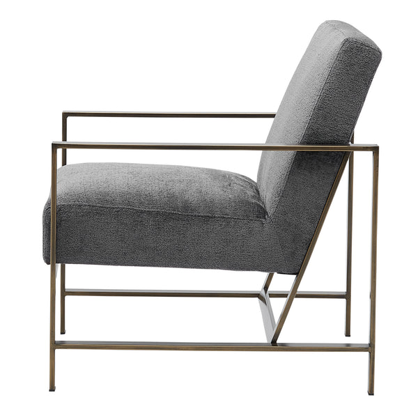 New Pacific Direct Francis Fabric Accent Arm Chair Opus Gray with Brushed Gold Leg Finish 3900075-568-NPD