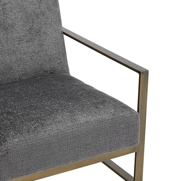 New Pacific Direct Francis Fabric Accent Arm Chair Opus Gray with Brushed Gold Leg Finish 3900075-568-NPD