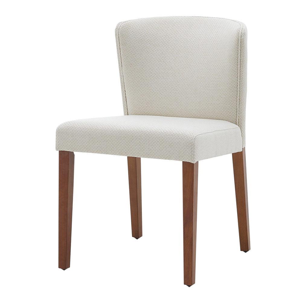 New Pacific Direct Albie Fabric Dining Side Chair, (Set of 2) Cardiff Cream with Mid Tone Brown Leg Finish 3900076-276-NPD