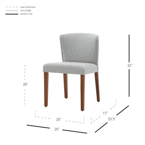 New Pacific Direct Albie Fabric Dining Side Chair, (Set of 2) Cardiff Gray with Mid Tone Brown Leg Finish 3900076-410-NPD