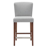 New Pacific Direct Albie Fabric Counter Stool Cardiff Gray with Mid Tone Brown Leg Finish 3900077-410-NPD