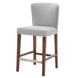 New Pacific Direct Albie Fabric Counter Stool Cardiff Gray with Mid Tone Brown Leg Finish 3900077-410-NPD