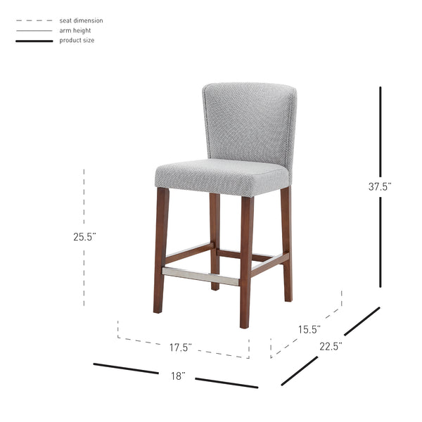 New Pacific Direct Albie Fabric Counter Stool Cardiff Gray with Mid Tone Brown Leg Finish 3900077-410-NPD