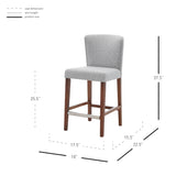 New Pacific Direct Albie Fabric Counter Stool Cardiff Gray with Mid Tone Brown Leg Finish 3900077-410-NPD