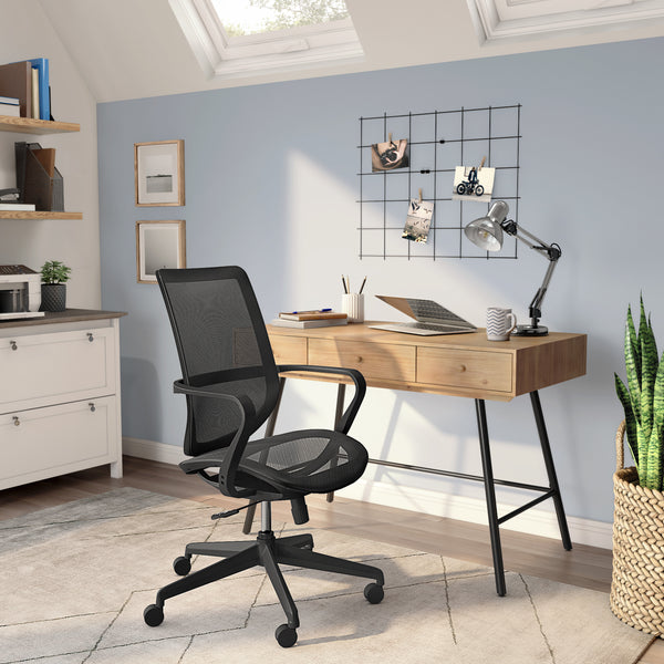 Megan Office Chair in Black Mesh and Black Frame