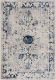 2’ x 15’ Navy Blue Distressed Floral Runner Rug