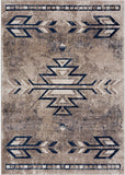 2’ x 5’ Beige and Blue Boho Chic Area Rug