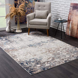 2’ x 3’ Navy and Beige Distressed Vines Scatter Rug