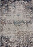 4’ x 6’ Navy and Beige Distressed Vines Area Rug