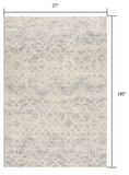 2’ x 15’ Ivory Distressed Ikat Pattern Runner Rug