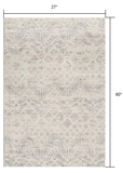 2’ x 5’ Ivory Distressed Ikat Pattern Area Rug