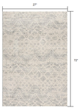 2’ x 6’ Ivory Distressed Ikat Pattern Area Rug