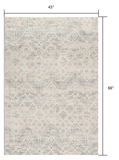 4’ x 6’ Ivory Distressed Ikat Pattern Area Rug