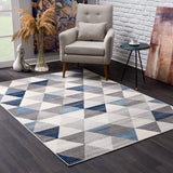 2’ x 12’ Navy Blue Geometric Diamond Runner Rug