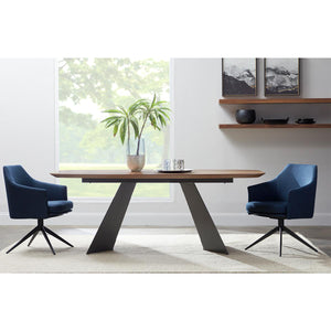 Malene 79" Dining Table Top in American Walnut with Matte Dark Gray Base