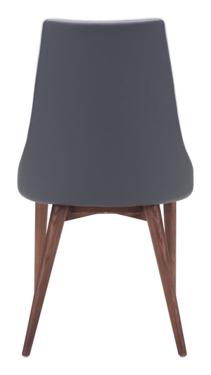 Zuo Modern Moor 100% Polyurethane, Plywood, Birch Wood Mid Century Commercial Grade Dining Chair Set - Set of 2 Dark Gray, Brown 100% Polyurethane, Plywood, Birch Wood