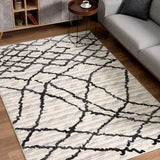 5’ Round Gray and Black Modern Abstract Area Rug