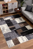 5’ Round Brown Distressed Geometric Area Rug