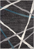 5’ Round Distressed Black and Gray Abstract Area Rug