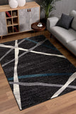 5’ Round Distressed Black and Gray Abstract Area Rug