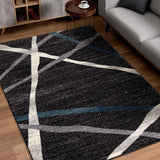 7’ x 9’ Distressed Black and Gray Abstract Area Rug