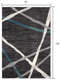 8’ x 11’ Distressed Black and Gray Abstract Area Rug