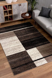 4’ x 6’ Brown and Beige Abstract Blocks Area Rug