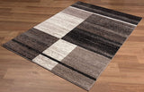 5’ Round Brown and Beige Abstract Blocks Area Rug