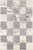 4’ x 6’ White and Gray Checkered Area Rug