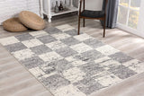 5’ x 8’ White and Gray Checkered Area Rug