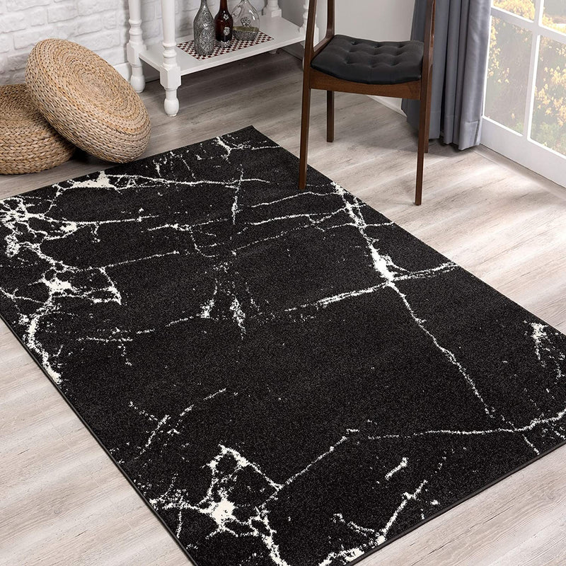 GAOMON Large Industrial Black Abstract Rug for Living Room, Bedroom, Dining  Room, Office, Black and White Modern Abstract Rugs, Non-Shedding, Easy