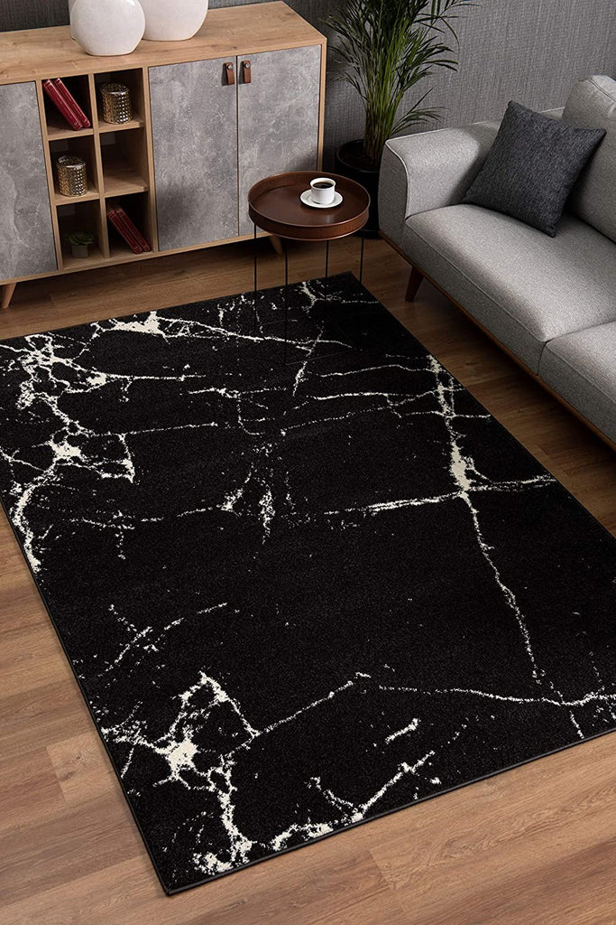 GAOMON Large Industrial Black Abstract Rug for Living Room, Bedroom, Dining  Room, Office, Black and White Modern Abstract Rugs, Non-Shedding, Easy