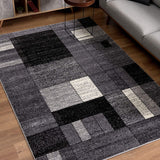 5’ Round Gray Distressed Geometric Area Rug