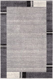 2’ x 10’ Gray Modern Bordered Runner Rug