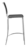 Zuo Modern Soar 100% Polyurethane, Plywood, Steel Modern Commercial Grade Barstool Set - Set of 2 Black, Chrome 100% Polyurethane, Plywood, Steel