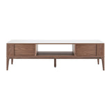 Haldis 71" Media Stand in White Ceramic Glass and Walnut